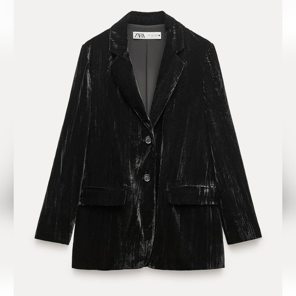 🆕️ Zara Oversized Crushed Velvet Blazer - Picture 3 of 4